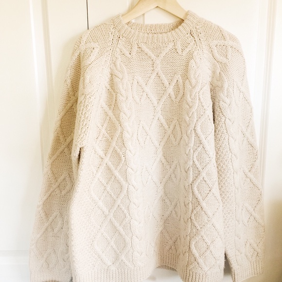 Handmade Wool Fisherman Cable Oversized Sweater - Picture 2 of 5